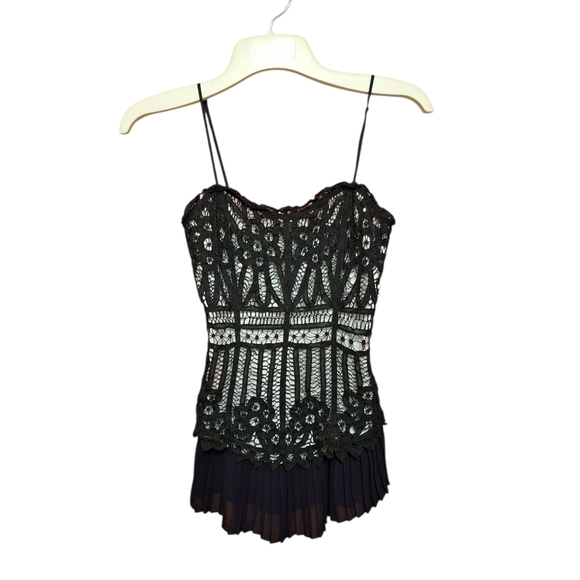 Betsey Johnson Camisole Sheer Black Babydoll Tank Black Gothic Ladies 4 LACE Y2K - Picture 1 of 5
